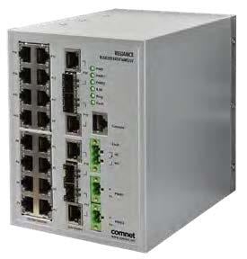 Hardened Managed L2+ Switch, 4 SFP, 16 RJ45, High Voltage, Substation-Rated