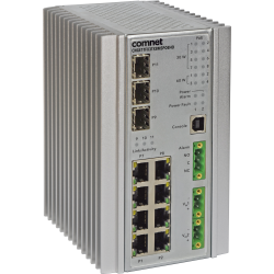Example of Environmentally Hardened Managed Ethernet Switch 3 SFP* + 8 Electrical Ports with Optional 30 or 60 Watt PoE